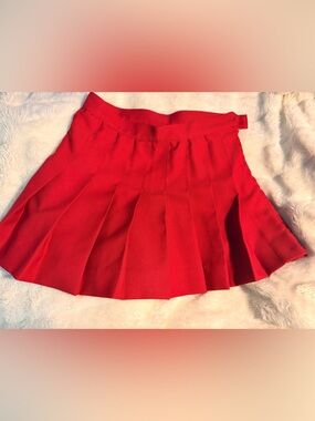 Los Angeles Apparel Red Pleated Mini Skirt